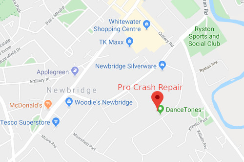 Location of Pro Crash Repair body shop, Naas, County Kildare, Ireland